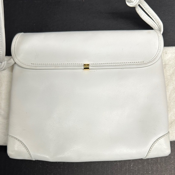 Gucci Purse Shoulder Bag Italian Leather Square White Gold Vintage With Dustbag - Picture 8 of 17